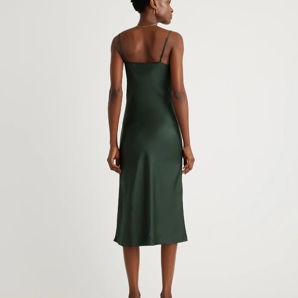 Size Small Quince Basil/Forest Green Slip Midi Dress